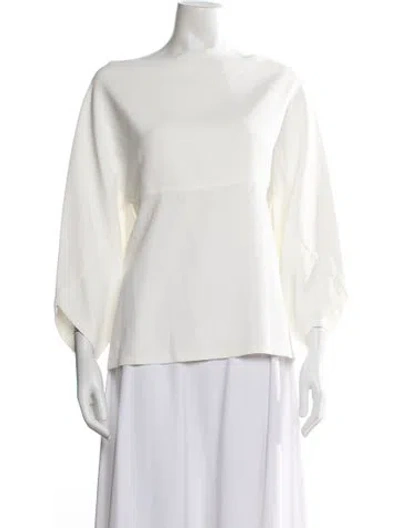 Pre-owned Jil Sander Bateau Neckline Three-quarter Sleeve Top In White
