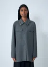 Jil Sander Bead Embellished Wool Shirt In Gray