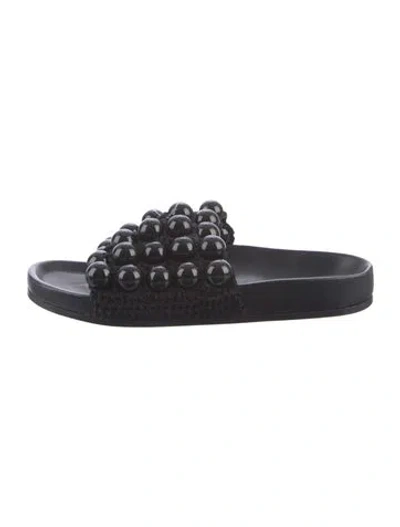 Pre-owned Jil Sander Beaded Accents Slides In Black