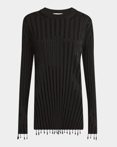 Jil Sander Beaded Crewneck Sweater In Ink