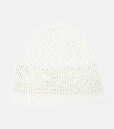 Jil Sander Beaded Hat In Optic White
