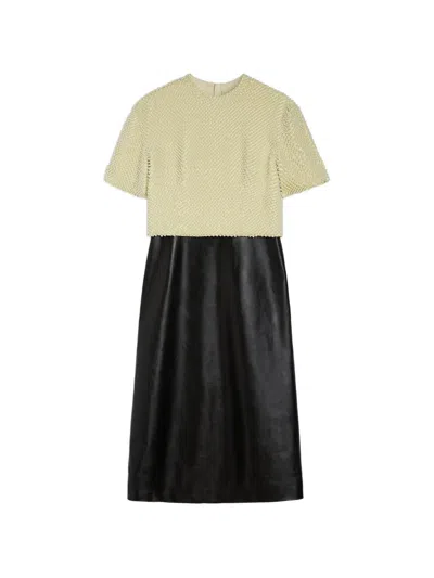 Jil Sander Beaded Short-sleeve Dress In Black