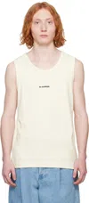 Jil Sander Logo Sleeveless Round Neck Tops In 104 Coconut