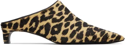 Jil Sander Beige & Black Pointed Toe Mule Heels