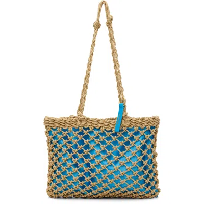 Jil Sander Beige & Blue Tangle Net Tote In Brown