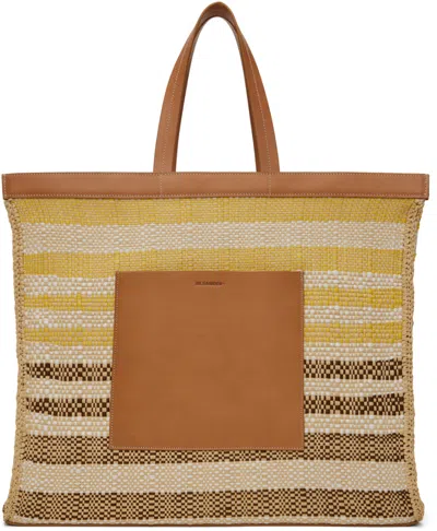Jil Sander Beige & Yellow Striped Tote In 715 - Sunflower