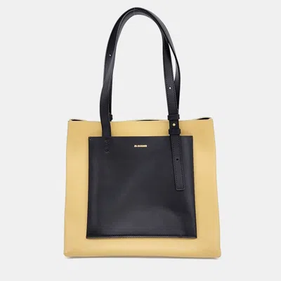 Pre-owned Jil Sander Beige Black Leather Tote Bag In Sand