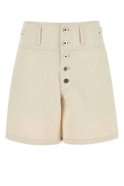 JIL SANDER BEIGE BUTTON-UP BERMUDA SHORTS