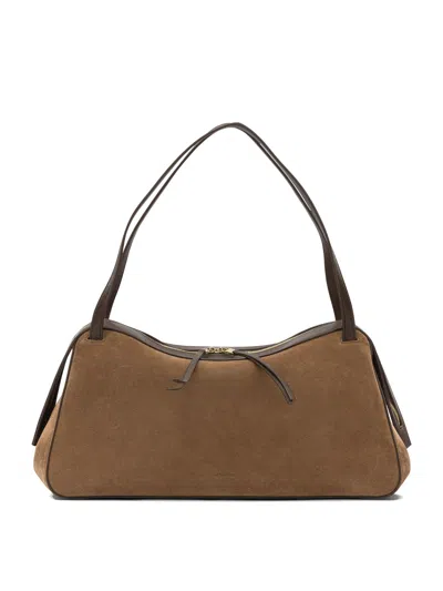 Jil Sander Beige Calf Leather Shoulder Bag In Brown
