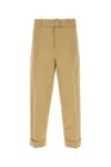 Jil Sander Cotton Blend Trousers Cuffed Hem In Brown