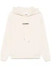 Jil Sander Logo Cotton Hoodie With Drawstring Hood