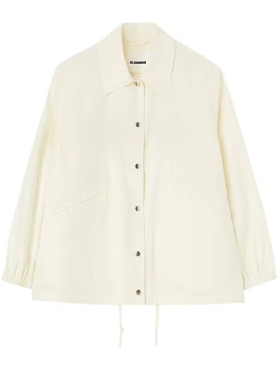 Jil Sander Beige Cotton Printed Shirt Jacket In Neutral