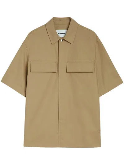 Jil Sander Beige Cotton Shirt With Classic Collar