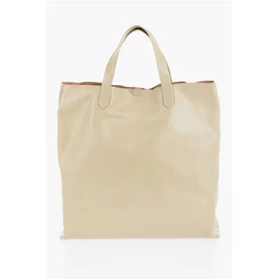 Jil Sander Beige Cowhide Tote Bag