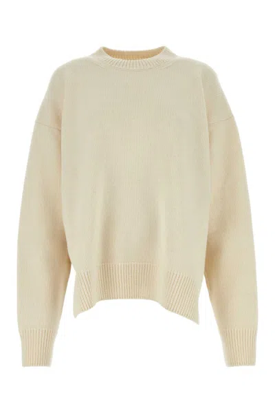 JIL SANDER WOMEN BEIGE CREWNECK SWEATER