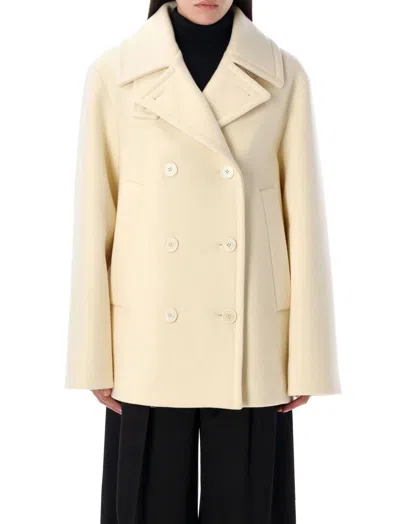 JIL SANDER BEIGE DOUBLE-BREASTED COAT