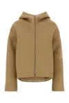 Jil Sander Long Sleeve Hooded Felt Outerwear In Brown