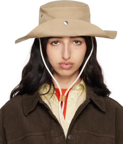 Jil Sander Beige Fishing Beach Hat In 235 Cereal