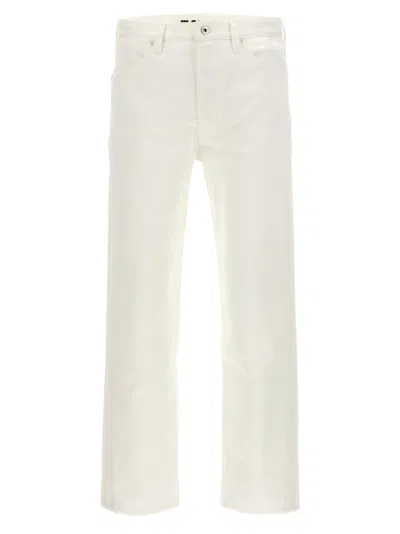 Jil Sander Button Detailed Straight Leg Jeans In White