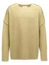 Jil Sander Geometric Neckline Sweater With Dropped Shoulders In Beige