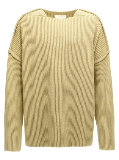 JIL SANDER BEIGE GEOMETRIC NECKLINE SWEATER
