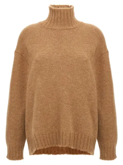 JIL SANDER BEIGE HIGH NECK SWEATER