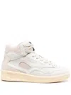 Jil Sander Beige High-top Sneakers With Leather Inserts And Embossed Logo In Canvas Woman In Beige
