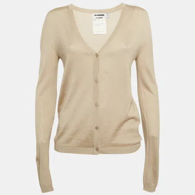 Pre-owned Jil Sander Beige Knitted Cardigan M In Sand