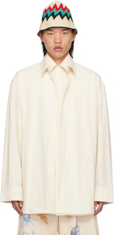 Jil Sander Layered Cotton Shirt In Neutrals