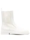 Jil Sander Beige Leather Ankle Boots With Elastic Side Panels And Pull Tab In White