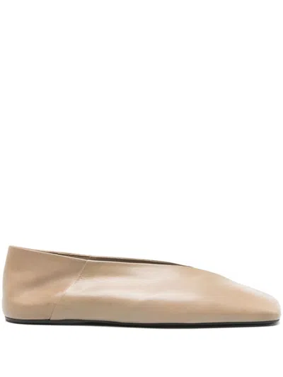 Jil Sander Beige Leather Ballet Flats