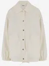 Jil Sander Beige Logo-print Cotton Shirt Jacket In Beige