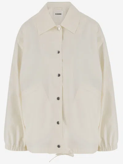 Jil Sander Beige Logo-print Cotton Shirt Jacket
