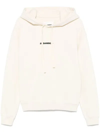 JIL SANDER BEIGE LOGO PRINT HOODIE