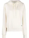 Jil Sander Logo-patch Drawstring Hoodie In Beige
