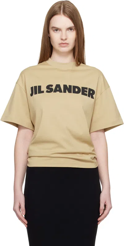 Jil Sander Ss Logo Chest Print Dark Sand T-shirt In Beige