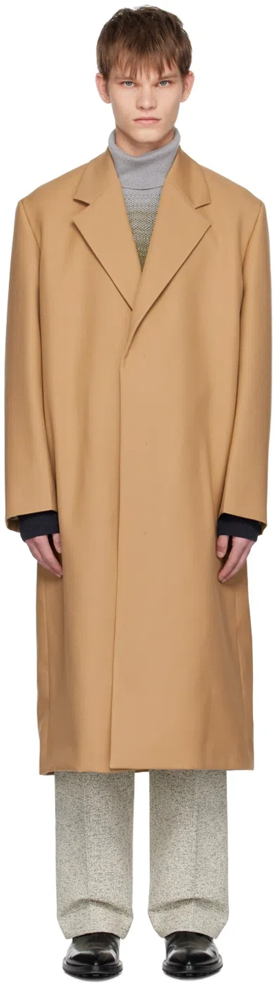 Jil Sander Beige Notched Coat In 235 - Golden Beige