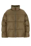 Jil Sander Insulated Nylon Down Outerwear With High Collar In Brown