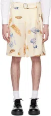 Jil Sander Beige Printed Shorts In 960 *