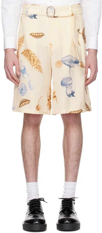 Jil Sander Beige Printed Shorts In 960 *