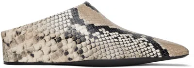 JIL SANDER BEIGE PYTHON PRINT MULES