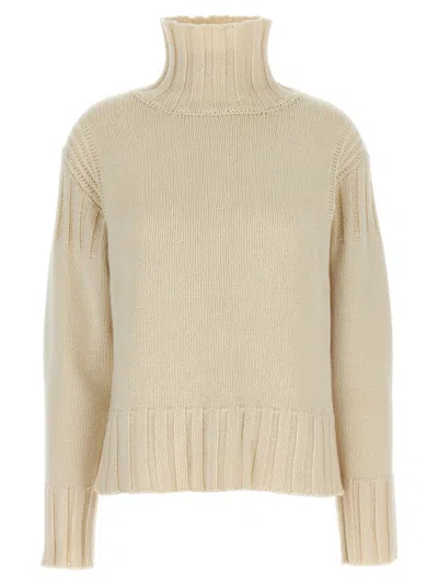 Jil Sander Ribbed Detail Sweater Sweaters And Cardigans In White