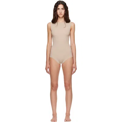 Jil Sander Beige Sleeveless Bodysuit In 280 Natural