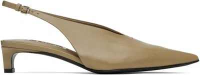 Jil Sander Beige Sling Back Heels In 236 Dark Sand