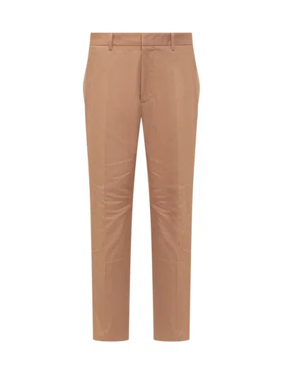 Jil Sander Beige Tapered Flat Front Pants In Animal Print