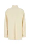 Jil Sander Wool Blend Blouse With High Neck And Keyhole Back In Beige