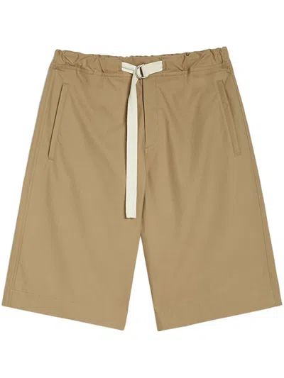 Jil Sander Beige Wide Leg Cotton Shorts