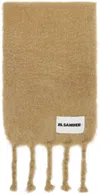 Jil Sander Beige Wide Wool Blend Scarf