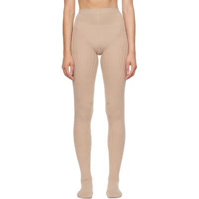 Jil Sander Beige Wool Blend Tights In 252 Ginger