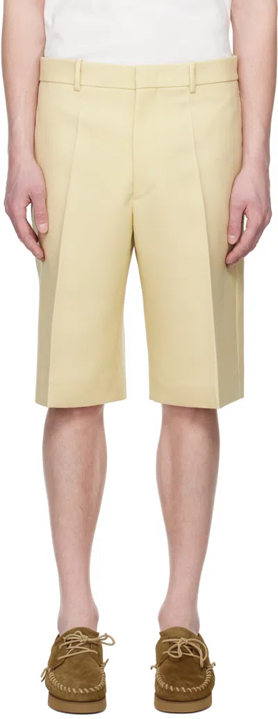 Jil Sander Beige Wool Canvas Shorts In Green
